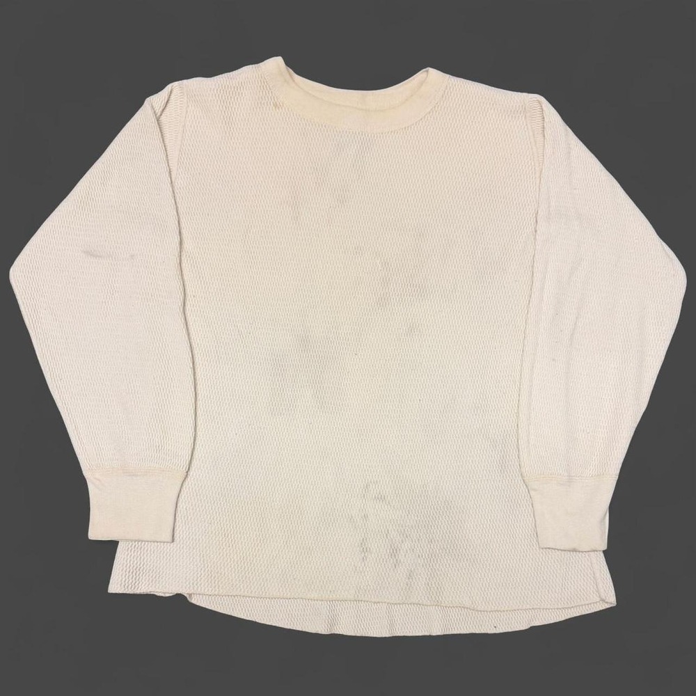 Vintage 90s US Army Cotton Thermal Shirt Mens XL Cream Waffle Knit Undershirt